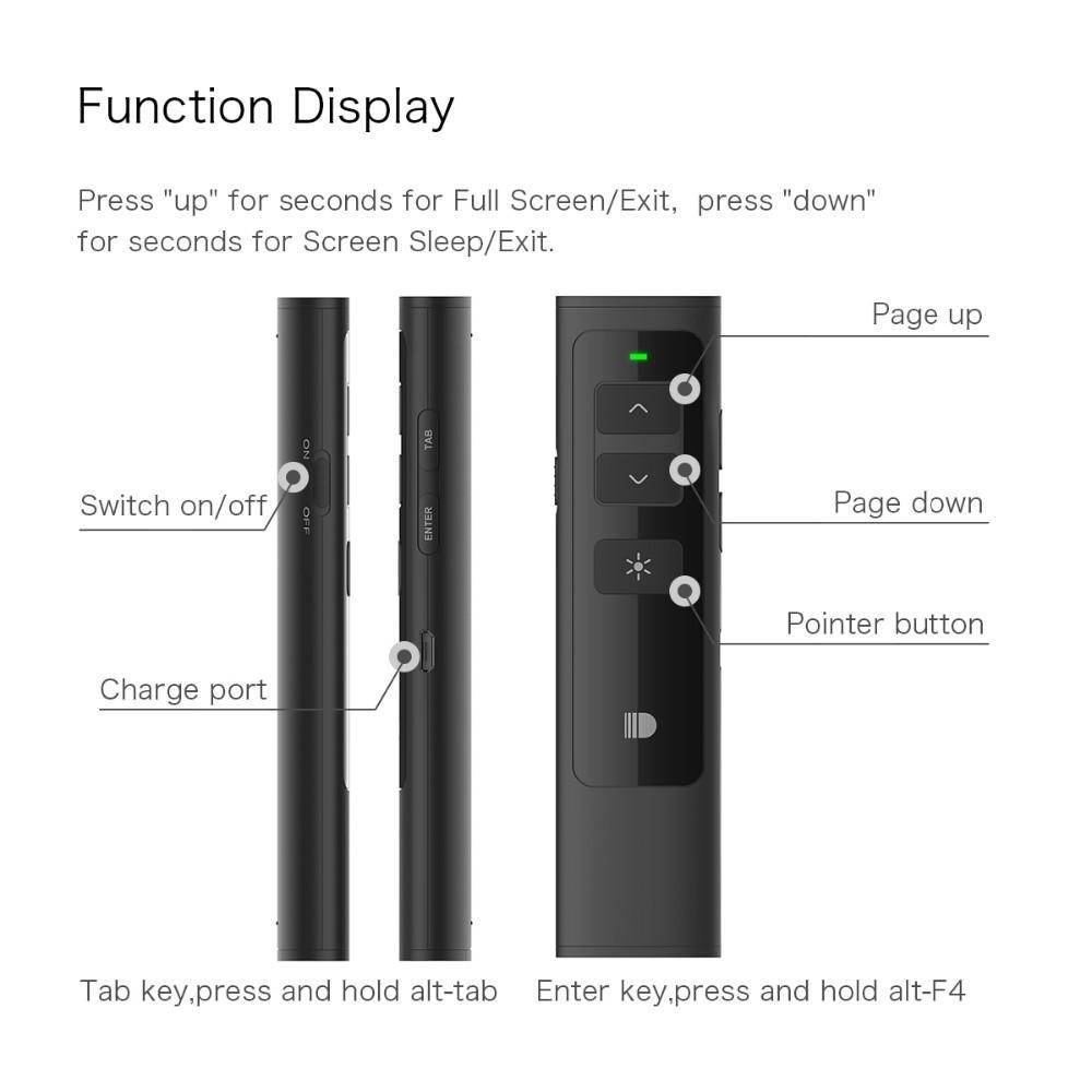 Doosl Rechargeable 2.4GHz Wireless Powerpoint Presentation Presenter Pointer-black - Black (black)