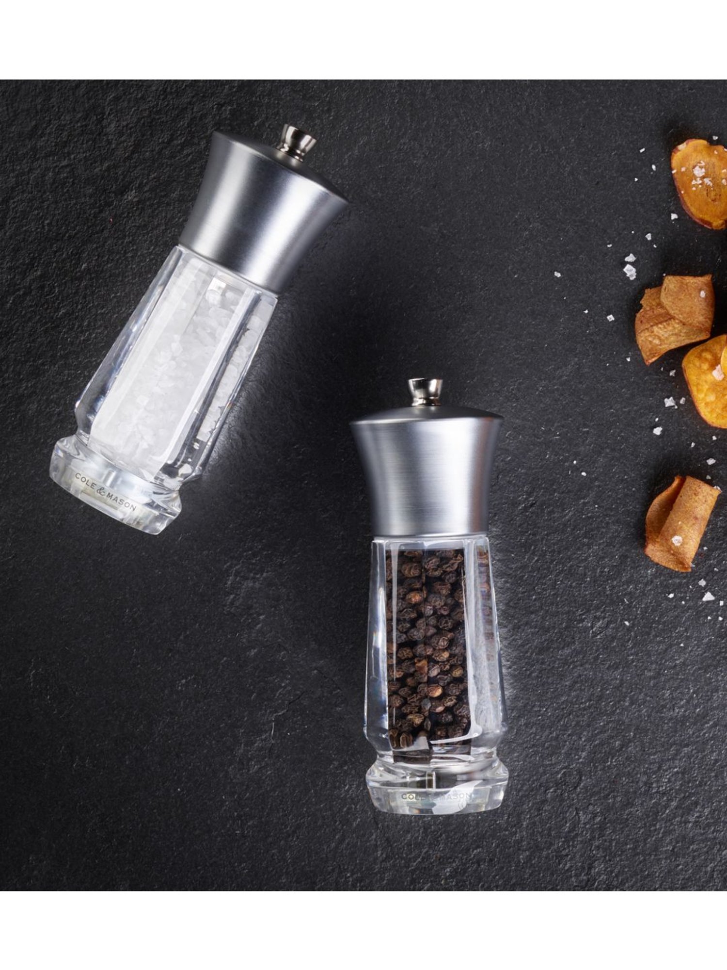 COLE & MASON Transparent Stainless Steel Salt & Pepper Mill