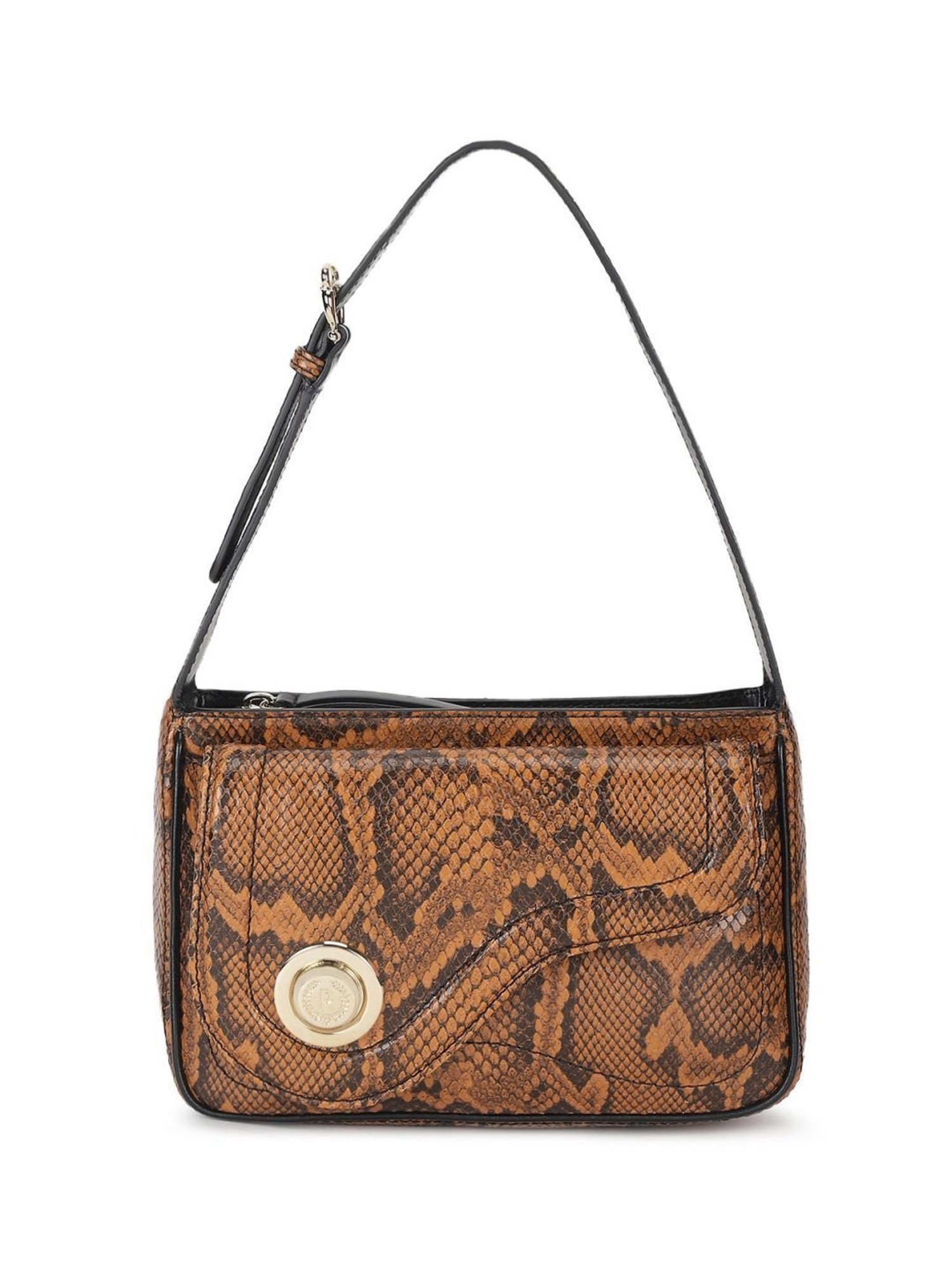 Pollini Brown Soft Animal Effect Medium Shoulder Bag