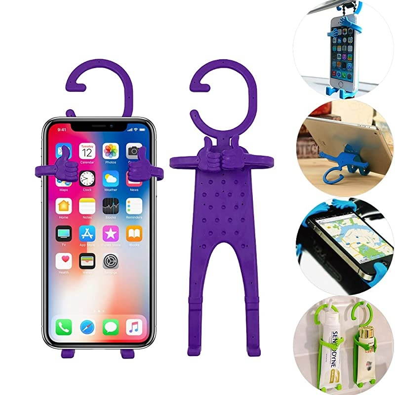 Flexible Cell Phone Holder HandsFree Universal Car MountGPS Navigation Battery Charging Desktop Stand 2 Packs Purple