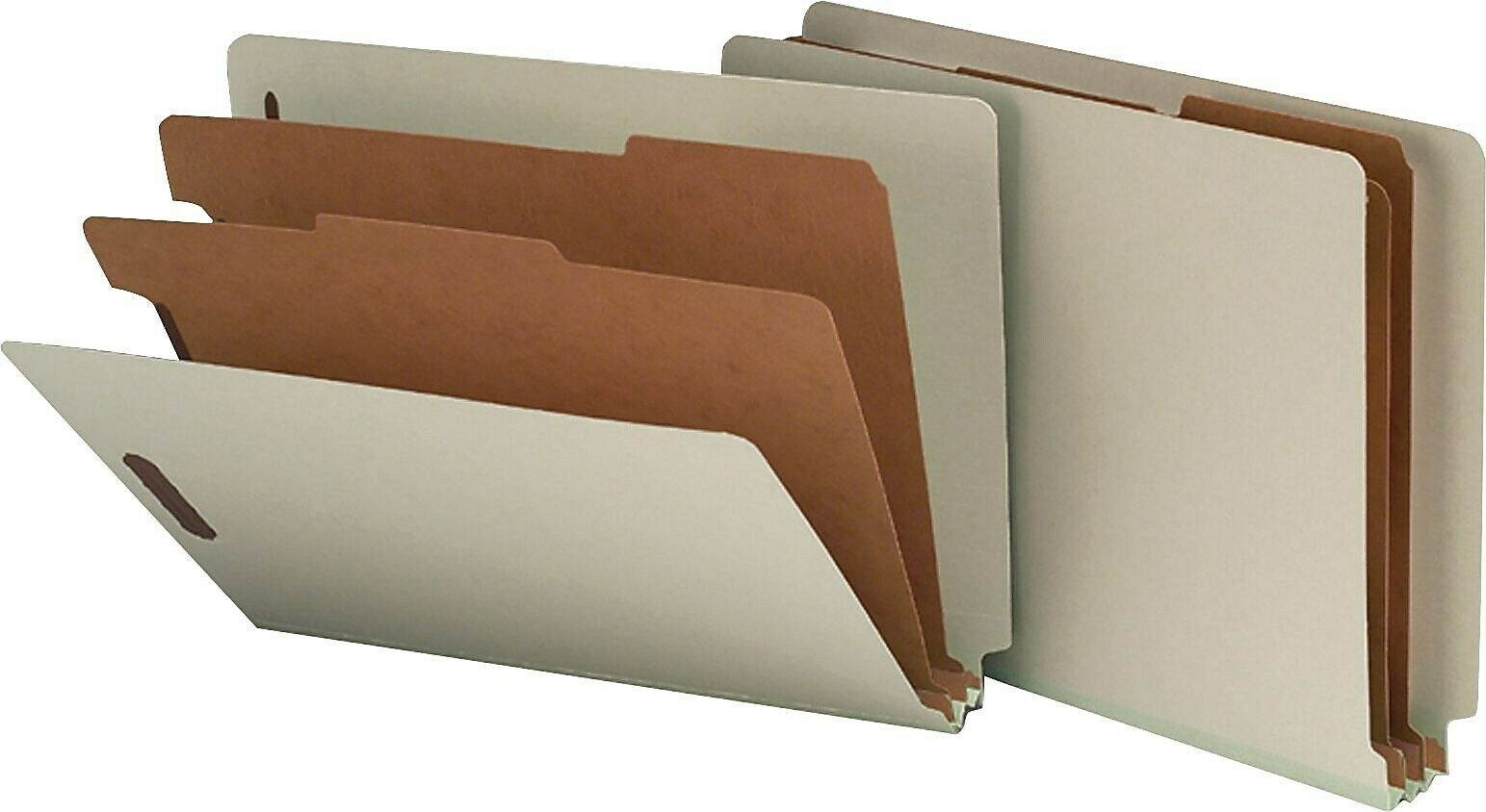 Nature Saver End Tab Classification Folders 2 Dividers Ltr 10/BX GY Green