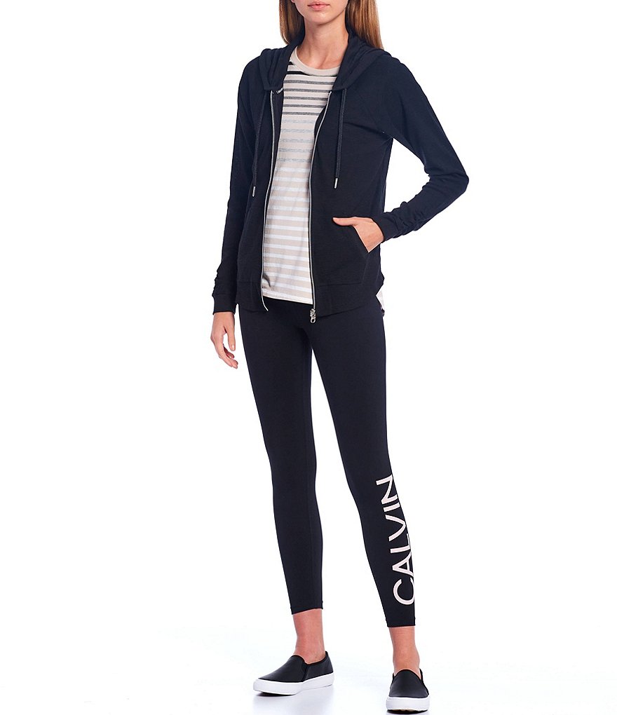 Splendid Knit Zip Up Drawstring Hoodie