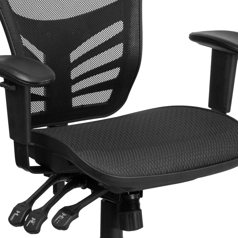 Emma and Oliver Mid-Back Transparent Black Mesh Multifunction Ergonomic Office Chair - Arms