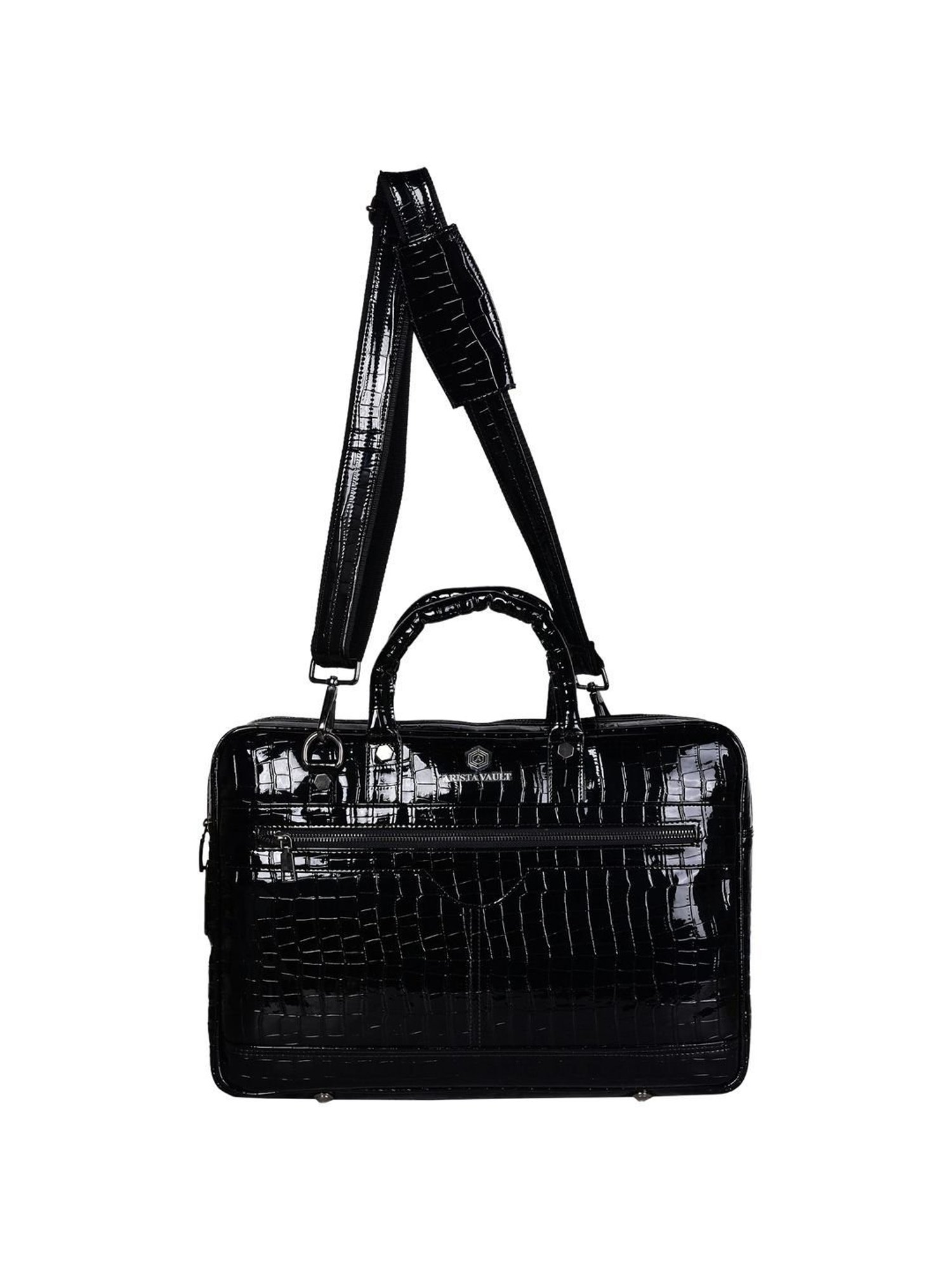 Arista Vault Black PU Medium Laptop Messenger Bag