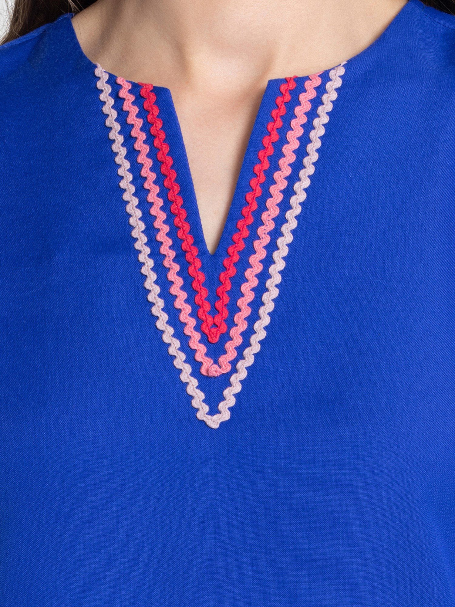 SHAYE Blue Embroidered Top