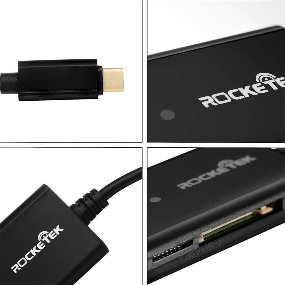 Rocketek Type-c 4 Ports Camera Card TF Memory Card Reader OTG for Mobile Phone