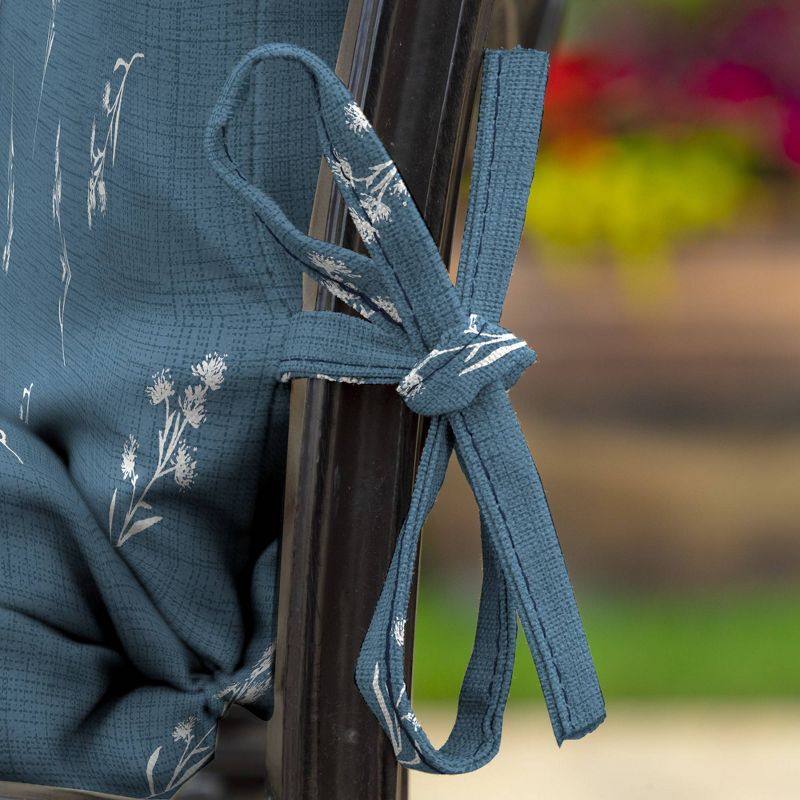 Arden Selections Ditsy Floral Outdoor High Back Dining Chair Cushion Blue