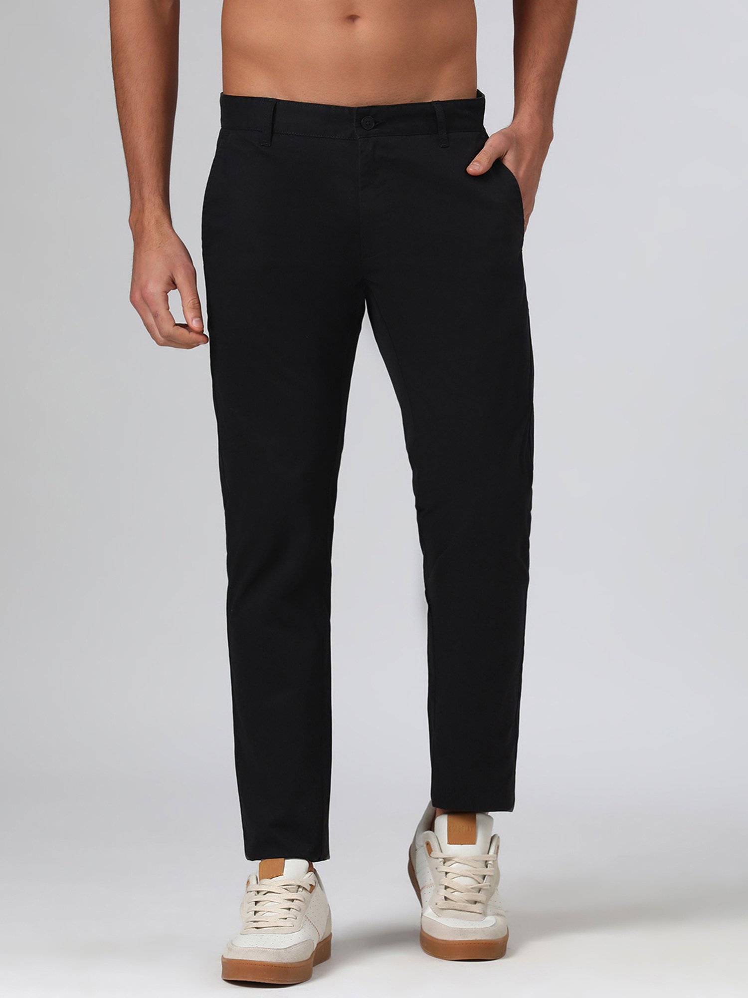 SUBTRACT Black Slim Fit Chinos