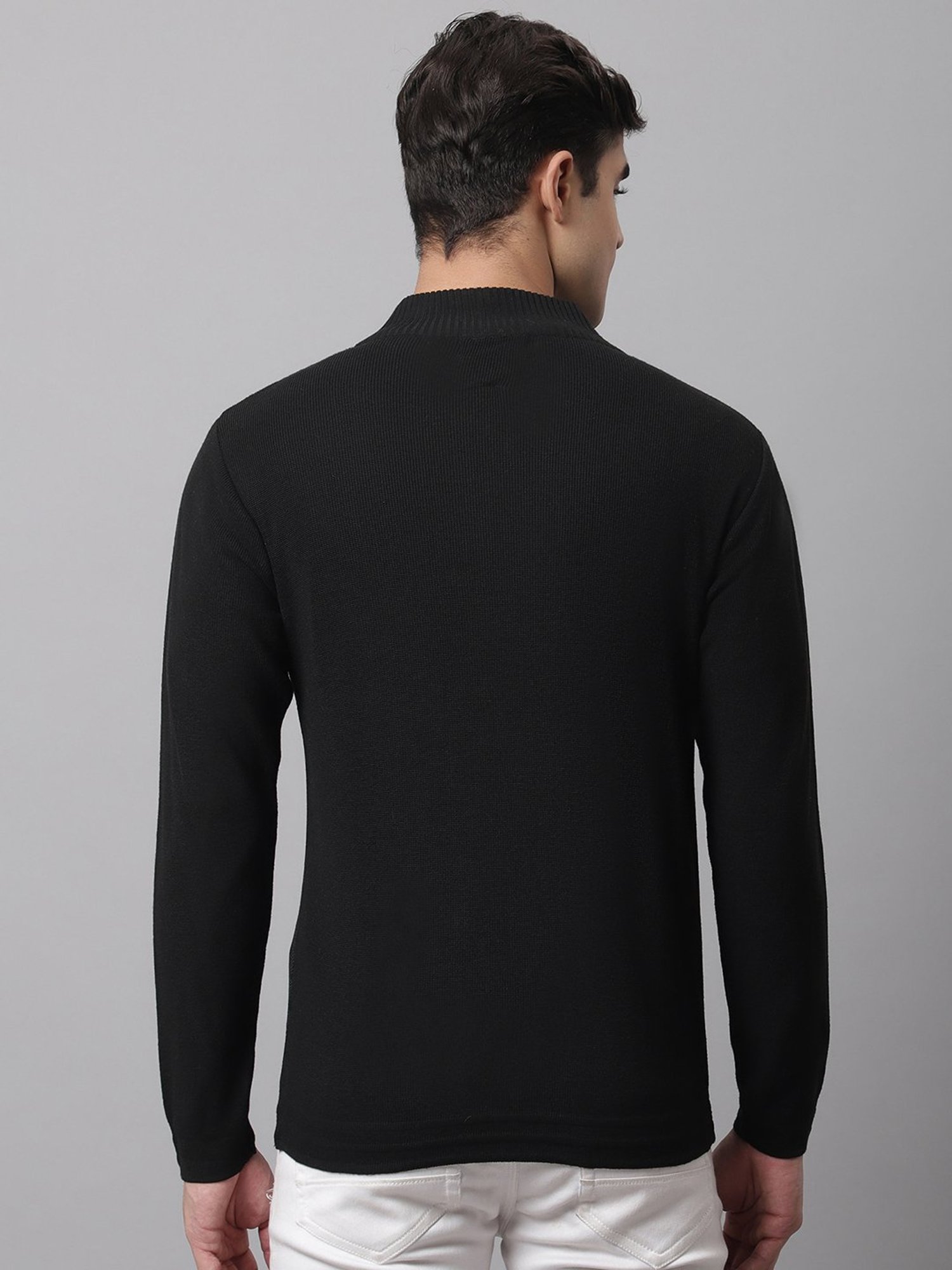 Cantabil Black Regular Fit Textured Sweater