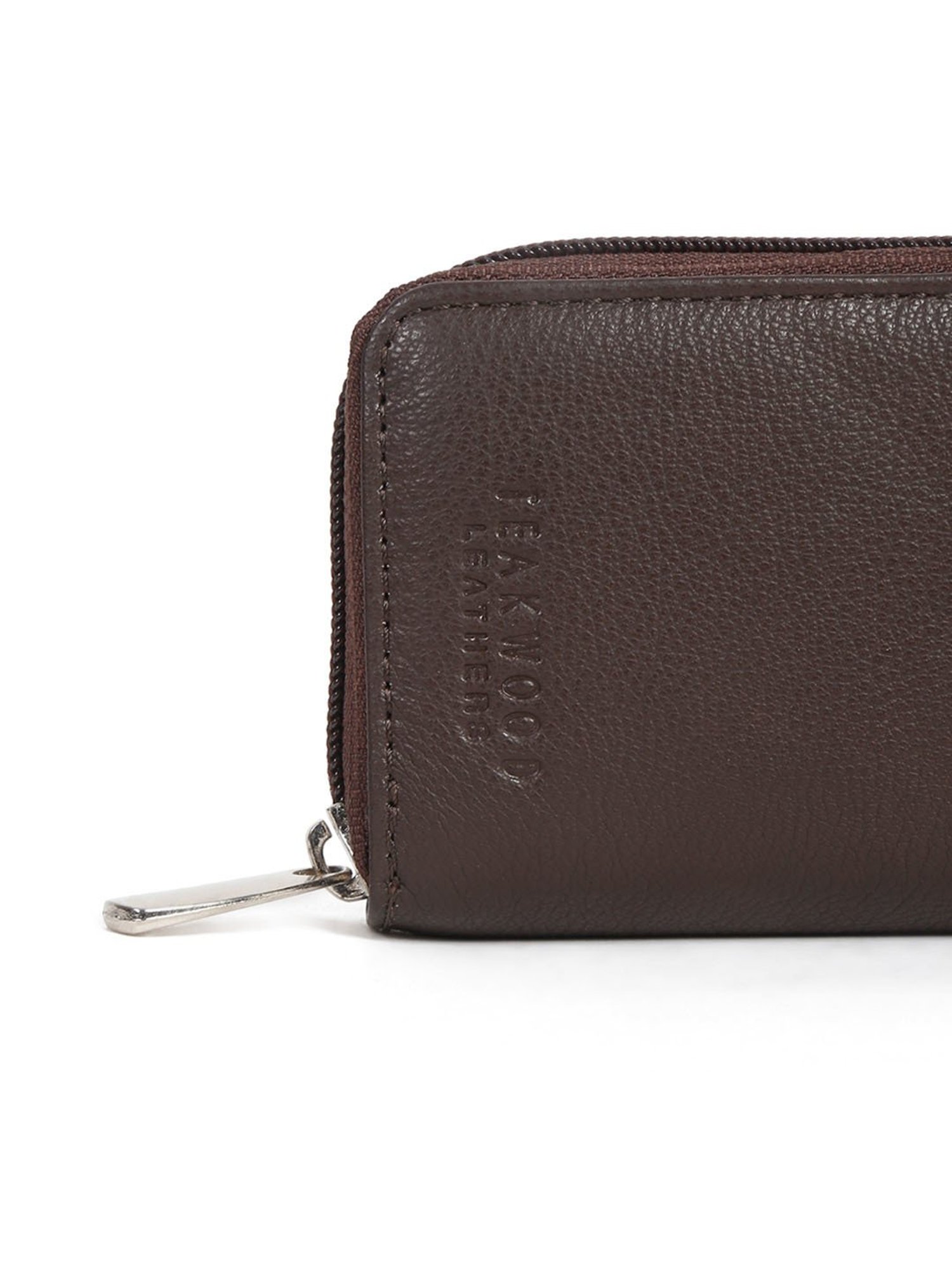 Teakwood Leathers Brown Leather Zip Around Wallet for Men