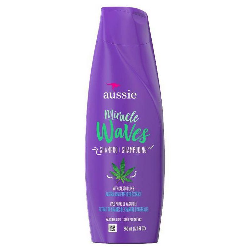 Aussie Miracle Waves Anti-Frizz Hemp Paraben-Free Shampoo - 12.1 fl oz