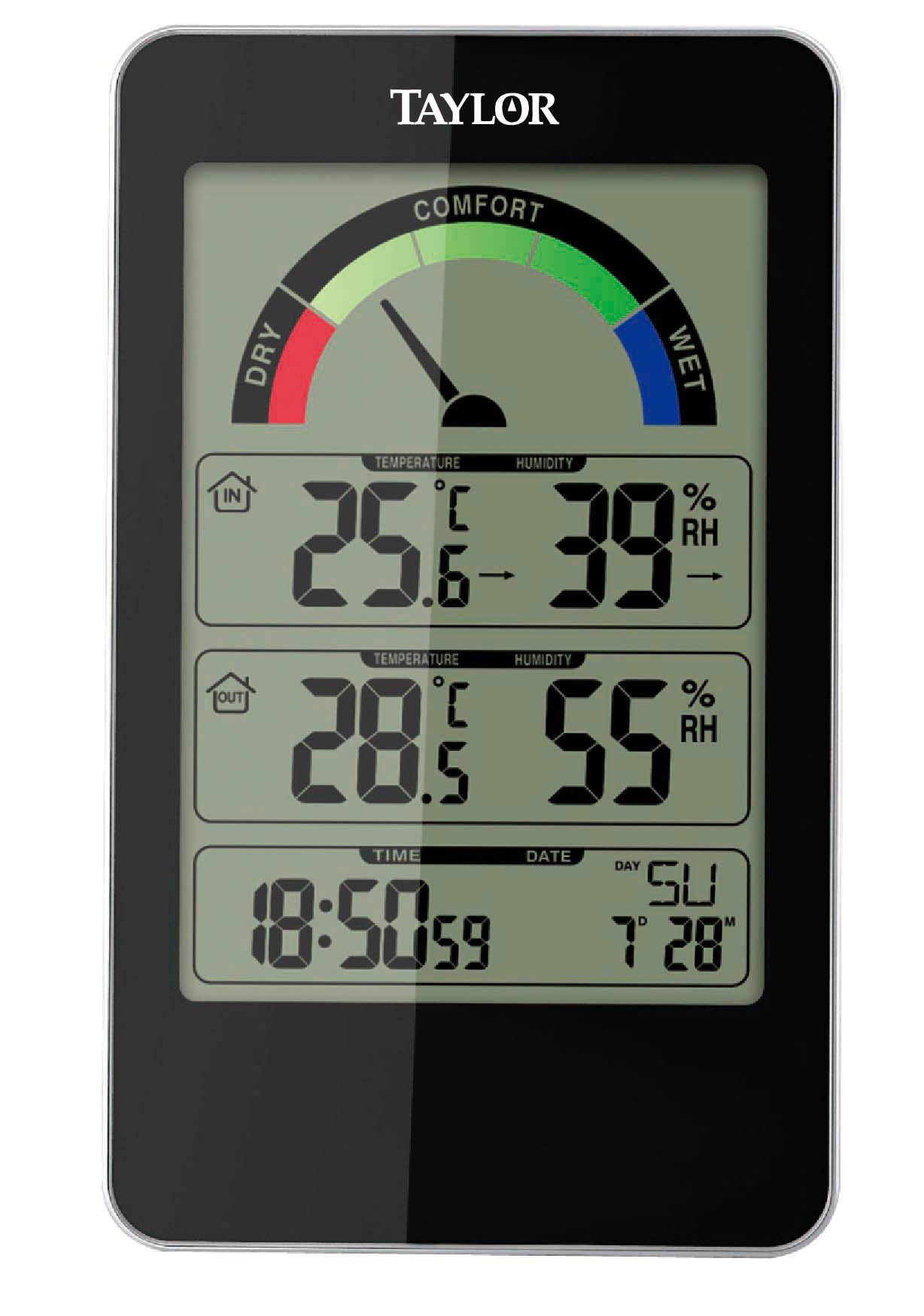 Taylor Digital Hygrometer, Indoor, 14 to 122 F  Includes Built-In Stand 1732