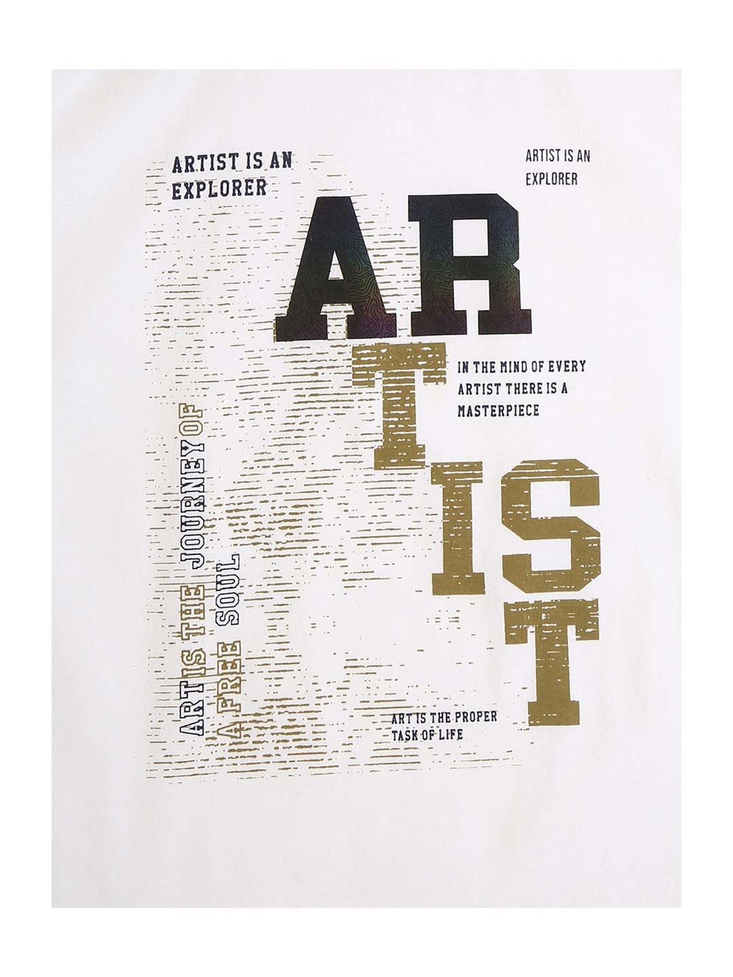 Cavio Kids Cream & White Cotton Printed Shirt with T-Shirt