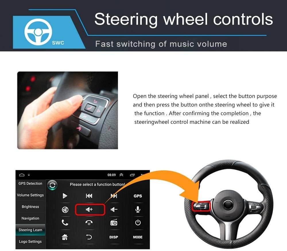 Double Din Car GPS Navigation Head Unit 9" Touch Screen for VW Skoda Octavia Golf Touran Passat B6 Jetta Polo Tiguan in Dash Autoradio Android Car Radio Support Bluetooth WiFi+ Rear View Camera