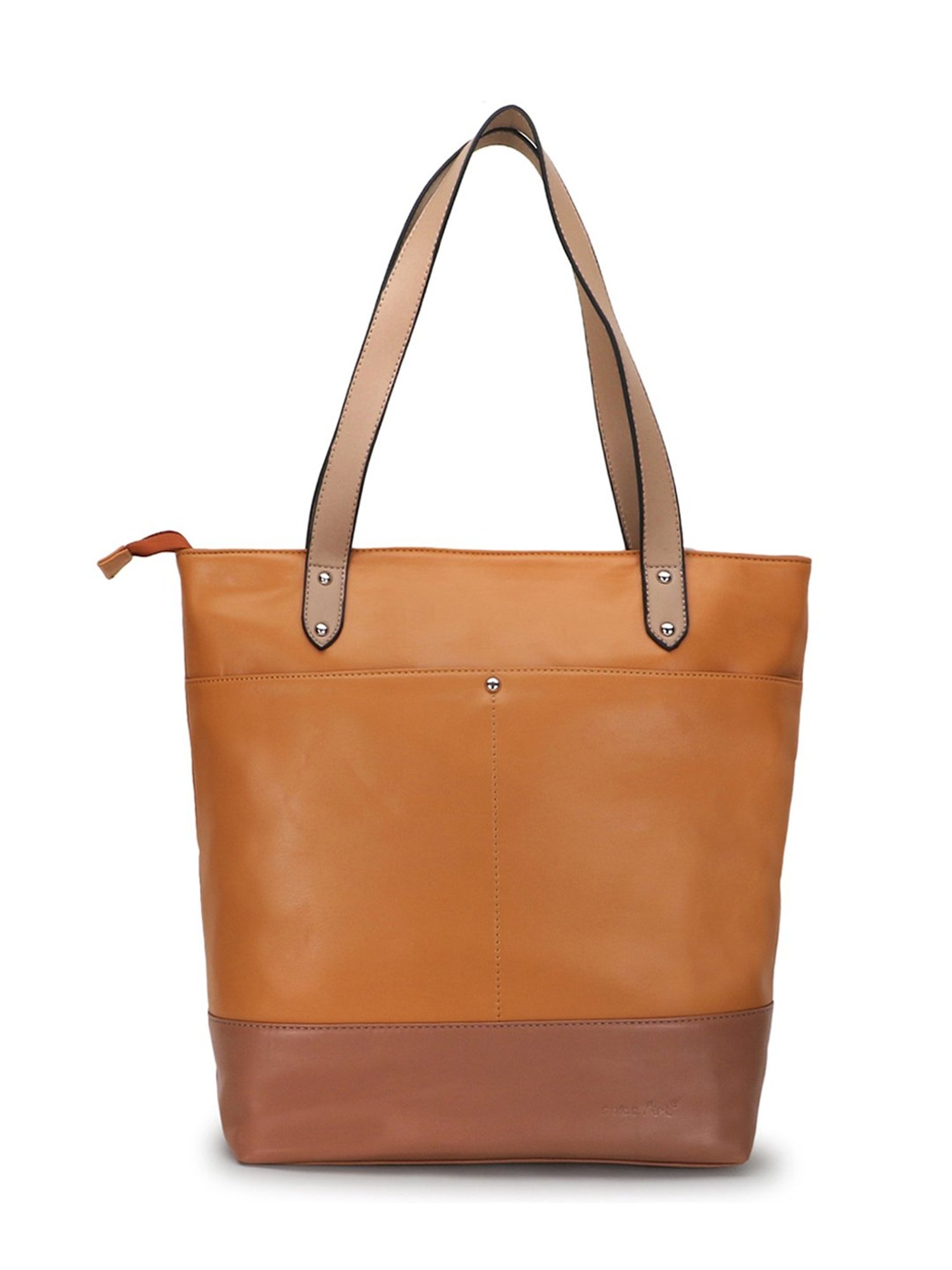 Spice Art Tan & Beige Color Block Large Tote Bag