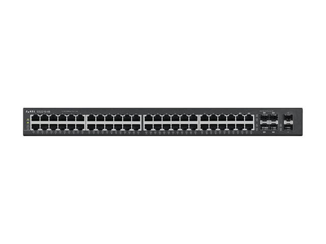 Zyxel 44-Port Gigabit Ethernet L2 Managed Switch with 4 SFP Combo (GBE RJ-45/SFP) 1000BASE-T Ports + 2 SFP - 50-Port Total - Metal Design - Limited Lifetime Protection (GS2210-48)