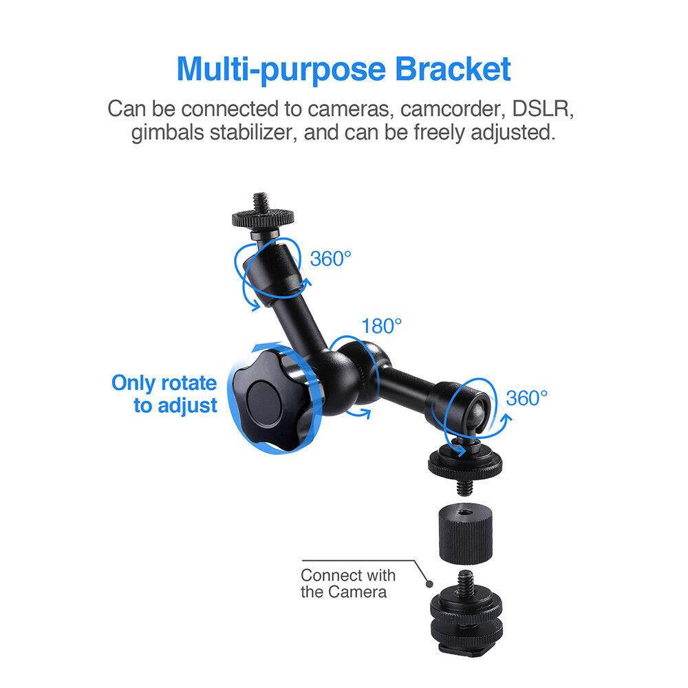 Eyoyo Magic Arm, Articulating Magic Friction Arm Adjustable w/Hot Shoe Mount 1/4" Tripod Screw for DSLR Camera/LCD Monitor/DV Monitor/LED Lights/Flash Light/Microphone/DJI Osmo