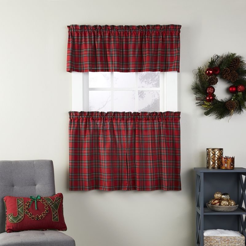 SKL HOME Fireside Plaid Traditional Bold Red Plaid Holiday Window Valance - 58 x 13, Red