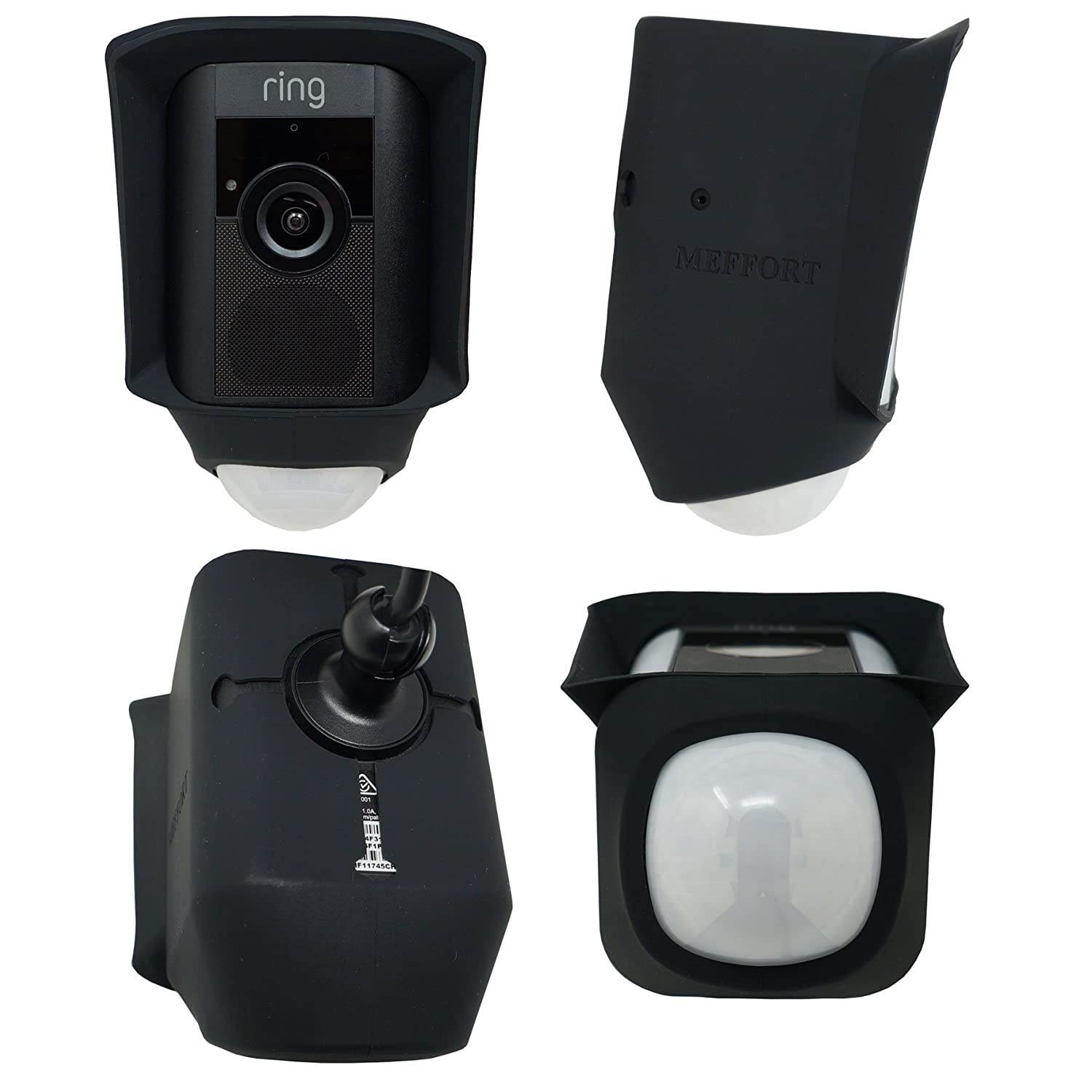 Silicone Skin Case Cover for Ring Spotlight Camera Wired -Sun Glare, UV & Weather Protection Skins Cover (2 Pack, Black)