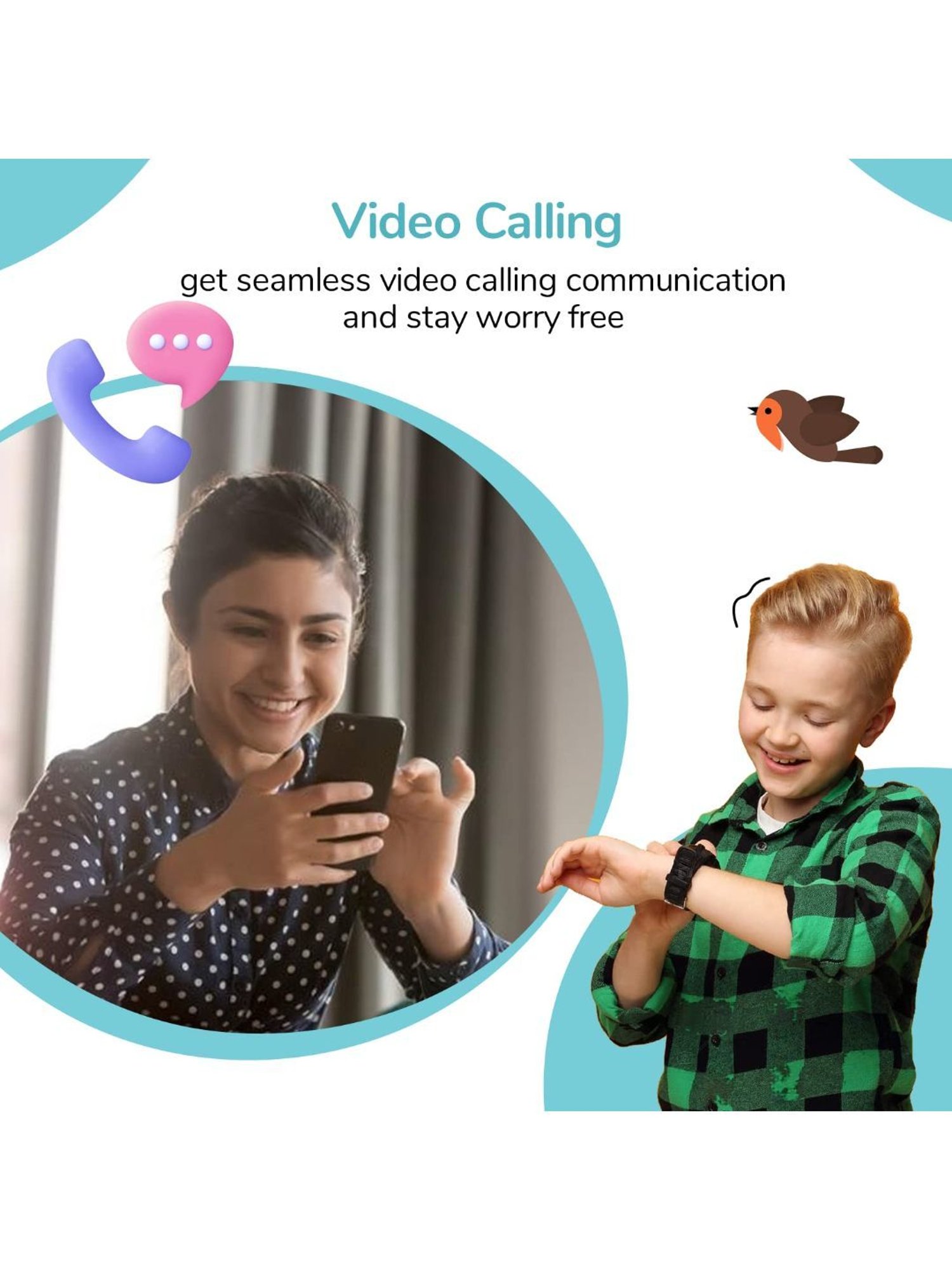 Turet Jellybean Kids Smart Watch, GPS Tracker with Voice & Video Call, 4G Sim Enabled (Blue)