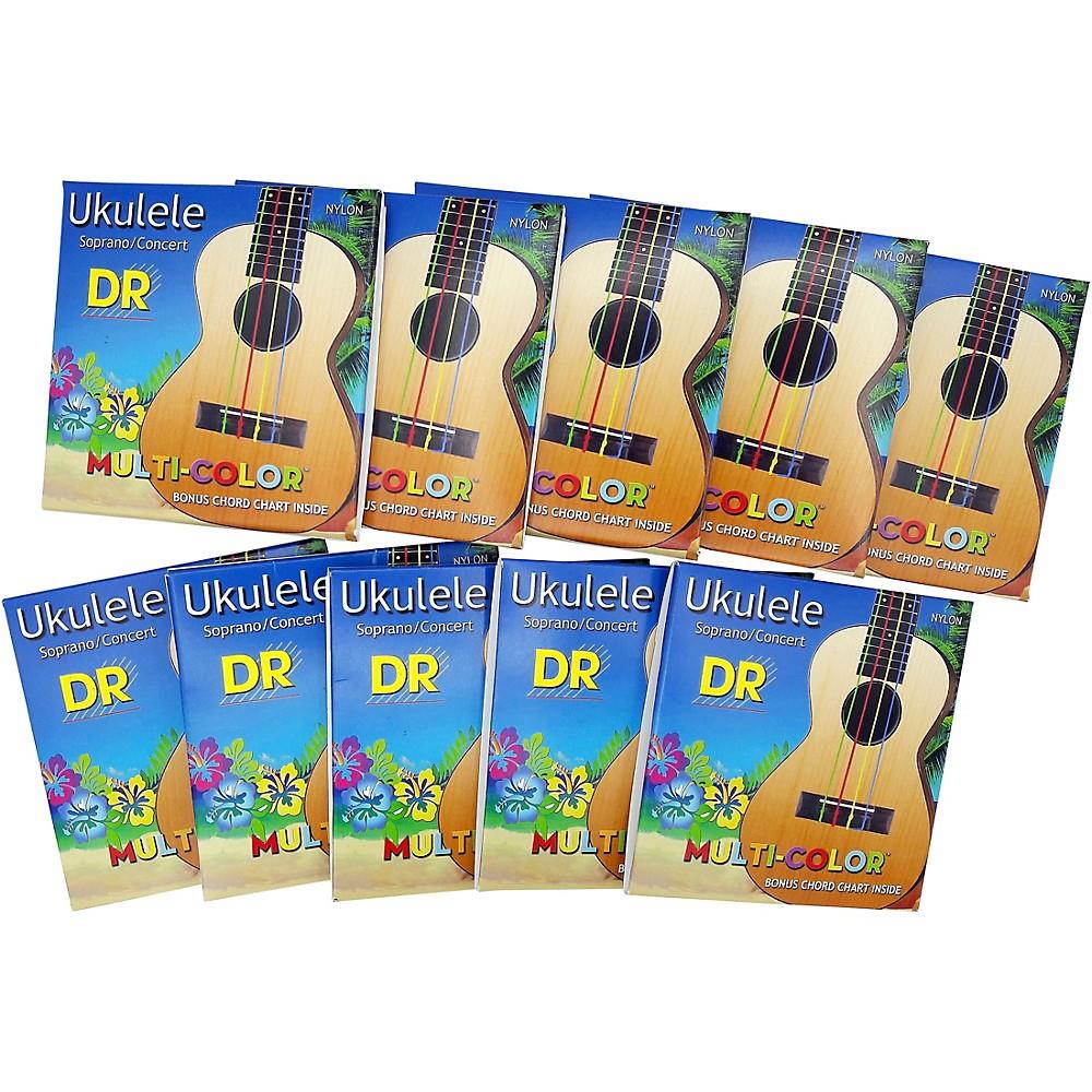 DR Strings 10-Pack Ukulele Multi-Color Soprano Concert Strings Soprano/Concert