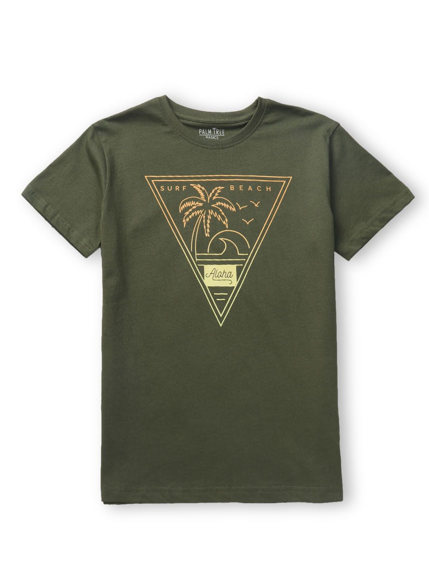 Palm Tree Kids Olive Printed T-Shirt
