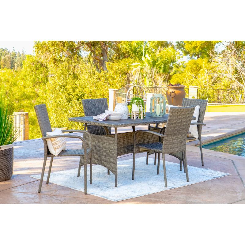 Ariana 5pc Outdoor Wicker Dining Set - Dark Gray - Coaster