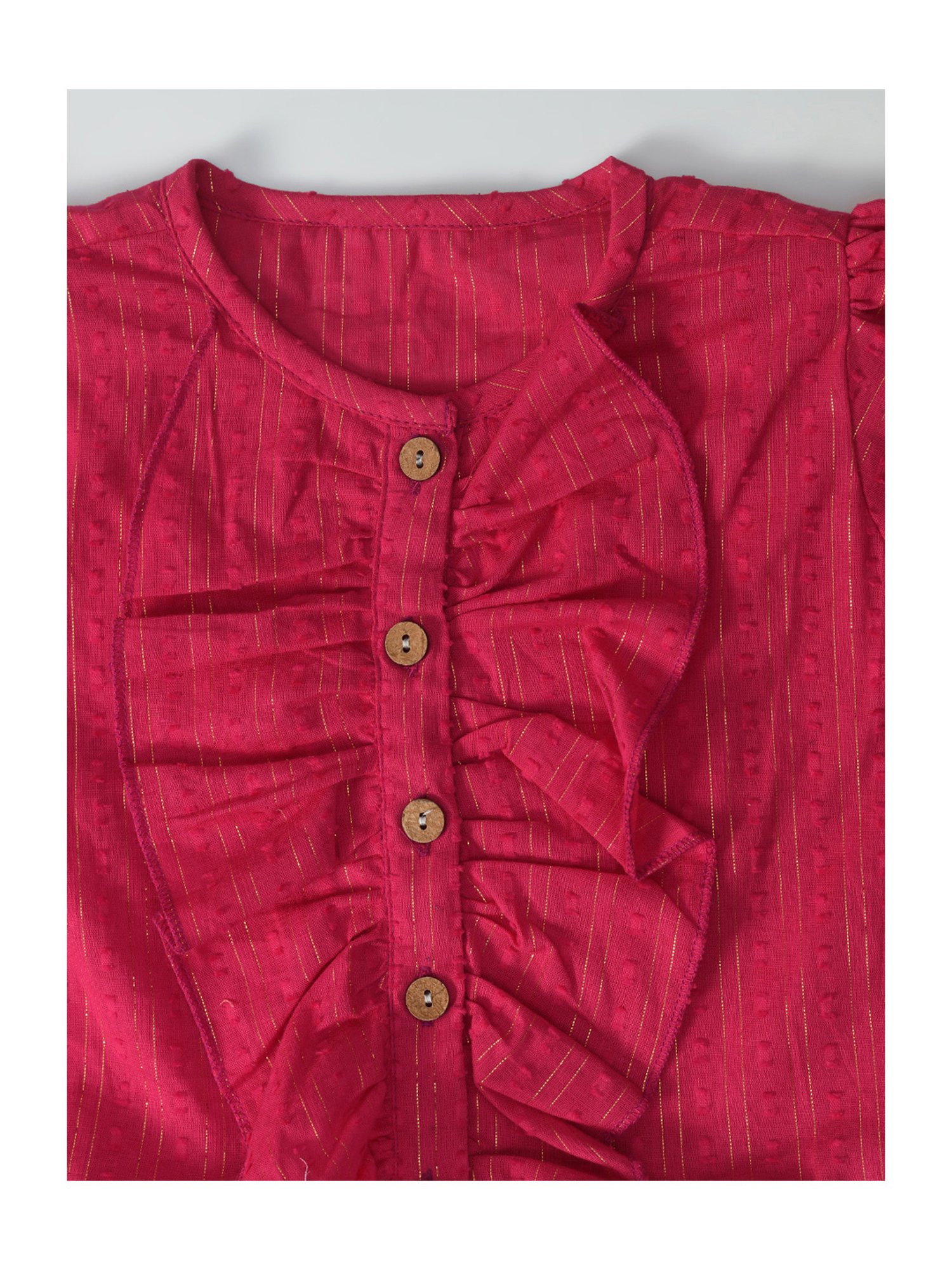 Bella Moda Kids Pink & White Self Design Top With Shorts