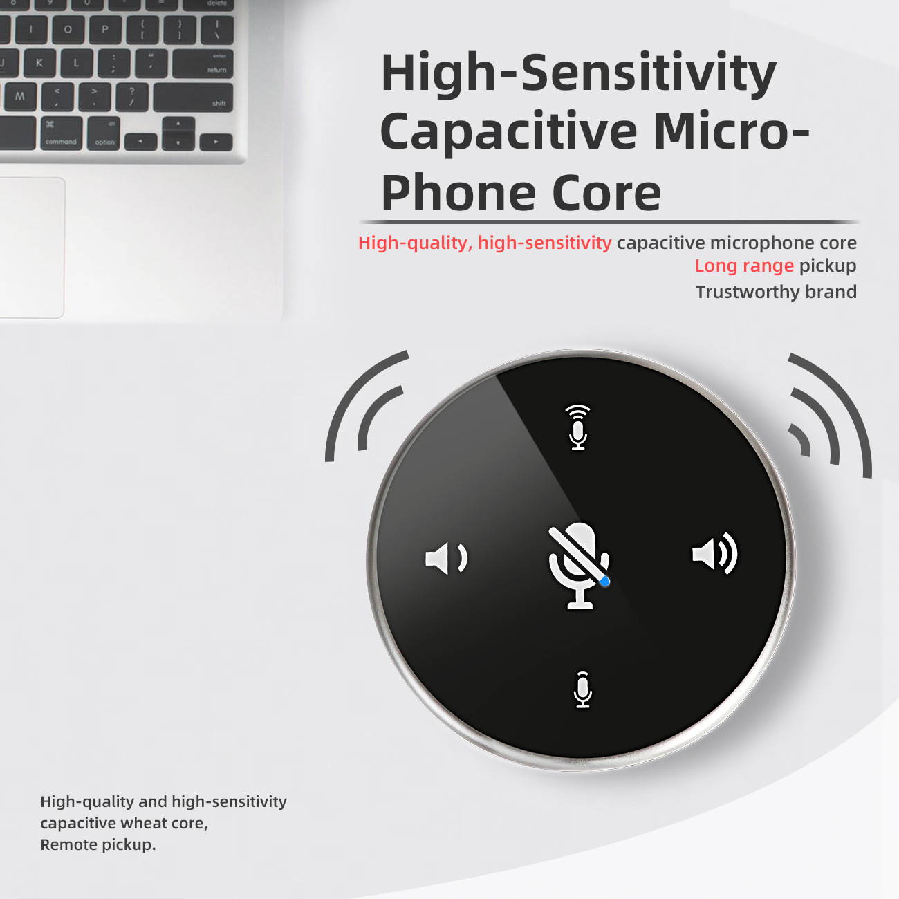 UKCOCO USB Speakerphone - Conference Speaker for 4 People Business Conference, 360&deg; Voice Pickup Microphones, USB Skype Speakerphone Conference Call Speaker, Plug and Play, Touch-Sensor Button to Mute