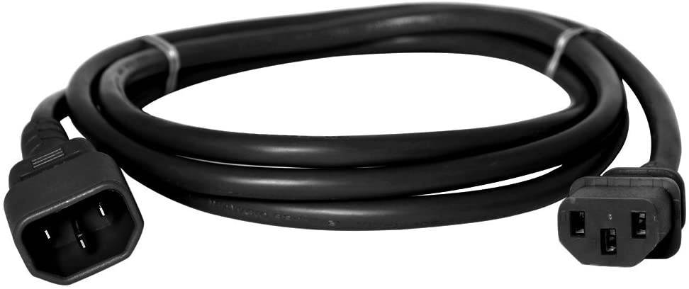 Iron Box C14 Plug to C13 Connector Power Cord, Black, 3 Foot, 10A/250V, 18/3 SJT - IBX-4902-03