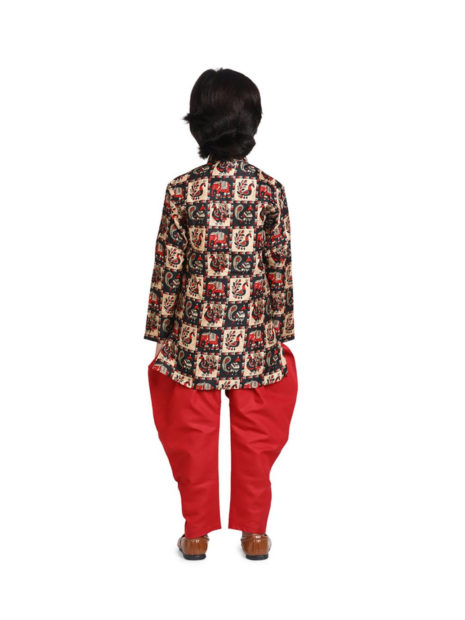 BownBee Kids Multicolored Printed  Kurta with Sherwani Payjama