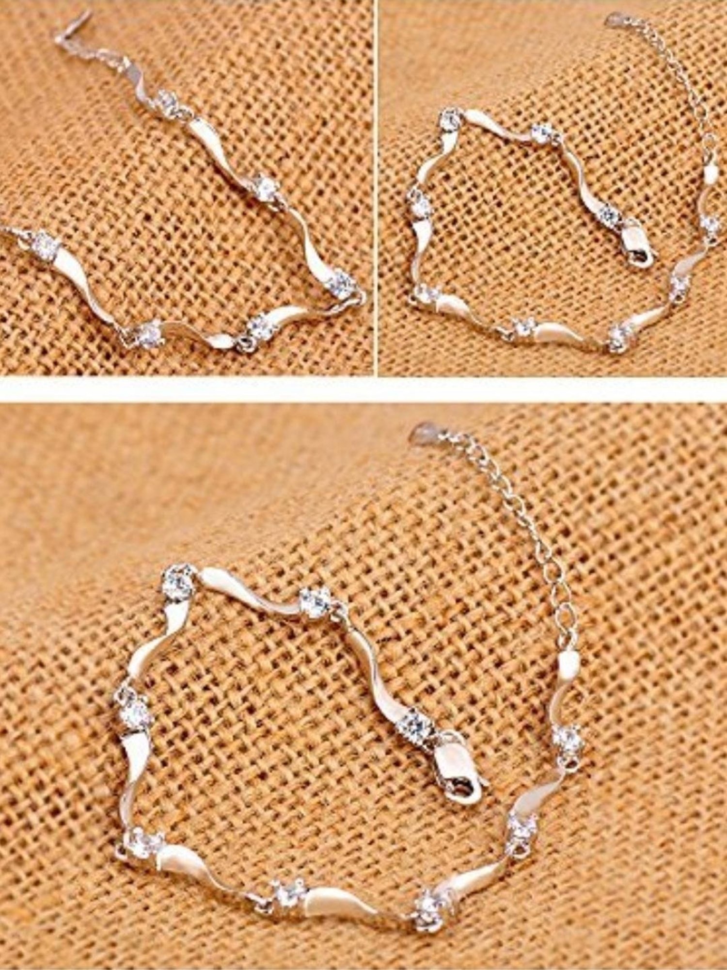 YouBella Stylish Latest Design Crystal Jewellery Silver-Plated Flexible fit Bracelet