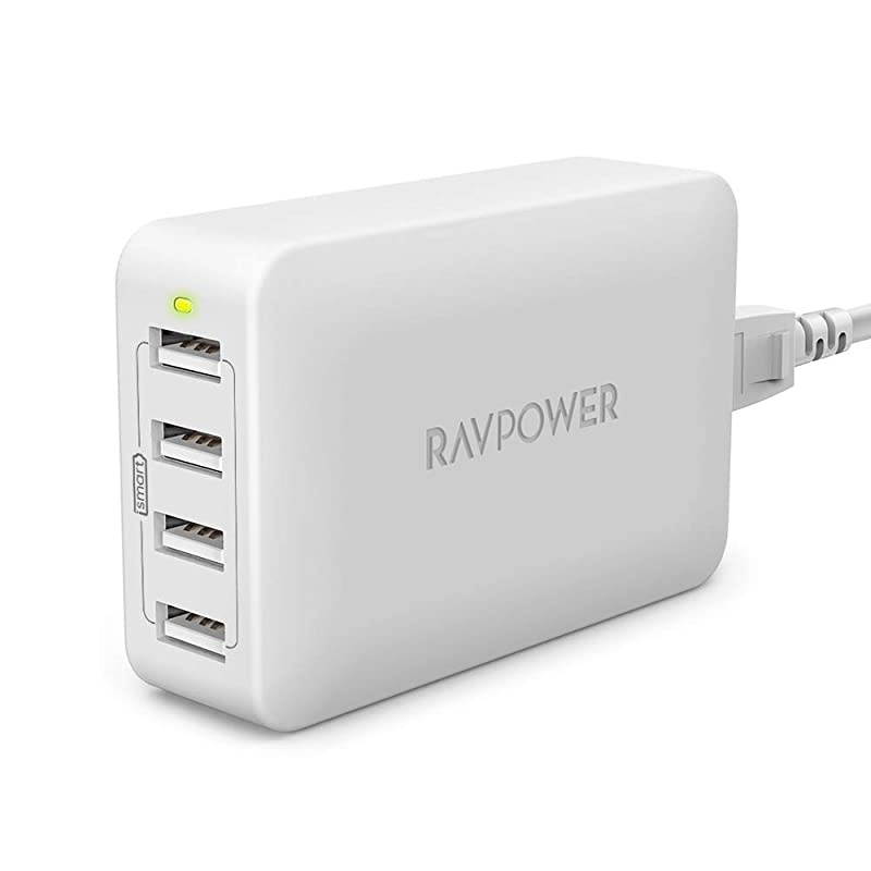 USB Charging Station,  4-Port USB Charger 40W 8A Multi Charger, Compatible with iPhone 11 Pro Max XS Max XR X 8 7 Plus, iPad Pro Air Mini, Galaxy S9 S8 S7 S6 Edge, Tablet and More (Black)