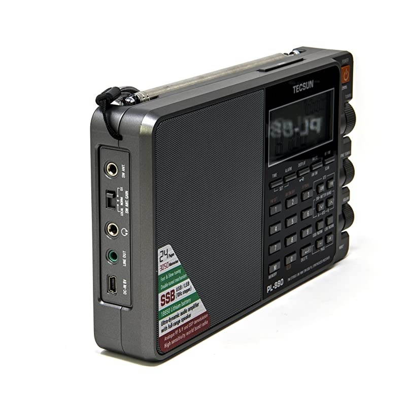 PL880 Portable Digital PLL Dual Conversion AMFM Longwave amp Shortwave Radio with SSB Single Side Band Reception Color Silver