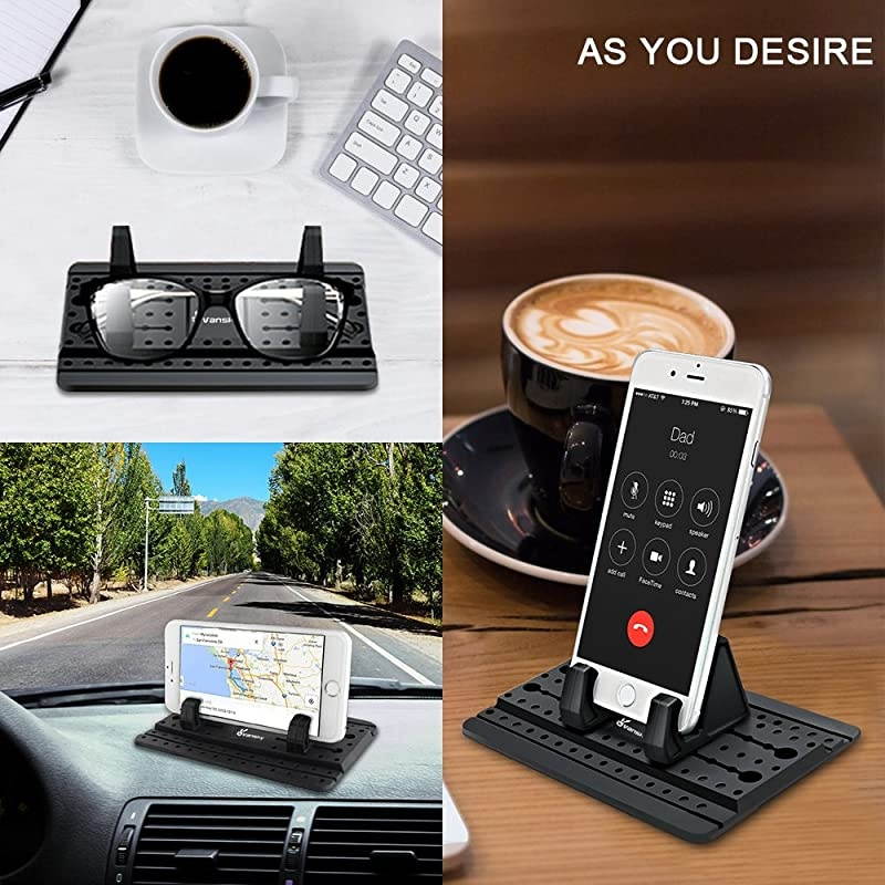 Car Phone Holder  Silicone AntiSlip Hands Free Desk Phone Stand Car Phone Mount Compatible with iPhone 11 XR Samsung Huawei Smartphone GPS