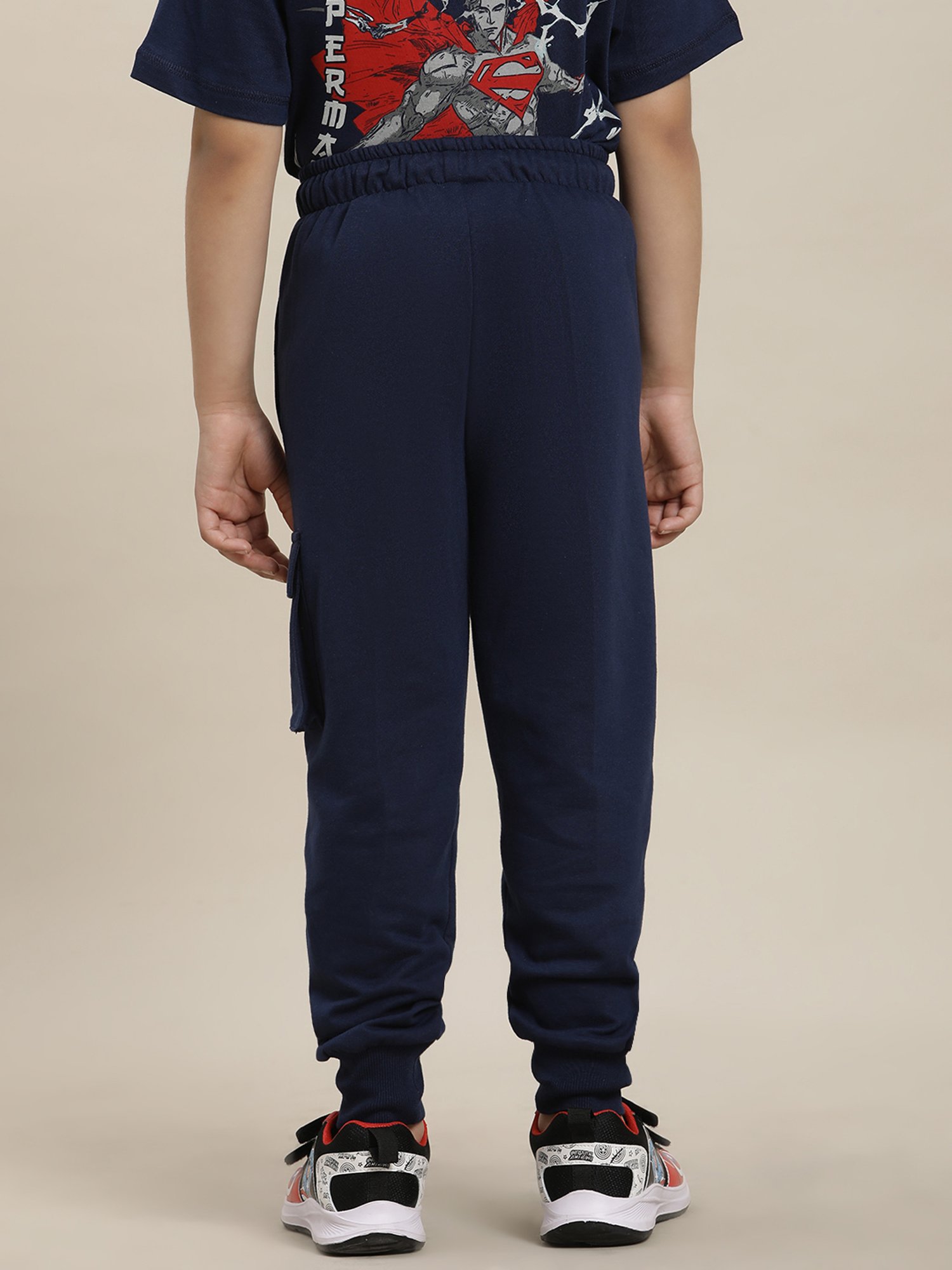 Boysville Superman Printed Regular Fit Navy Joggers For Boys