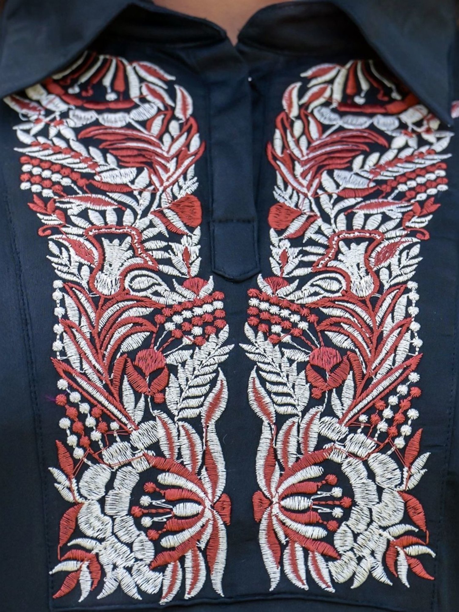 HOUSE OF JAMOTI Black Cotton Embroidered Tunic Pant Set