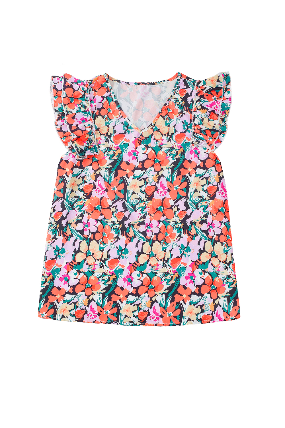 Multicolour Boho Floral Print Ruffle Blouse