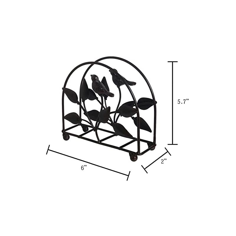 Iron Bird & Tree Classic Napkin Holder/Tabletop Freestanding Tissue Dispenser, Black