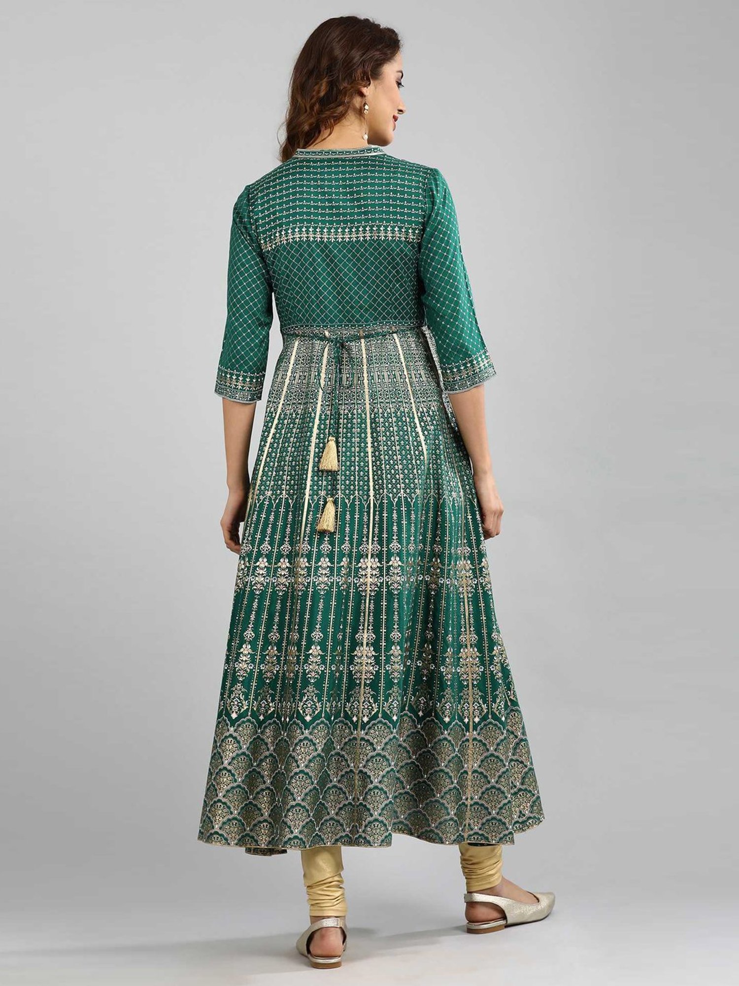 Saffron Threads Black Printed Straight Kurta