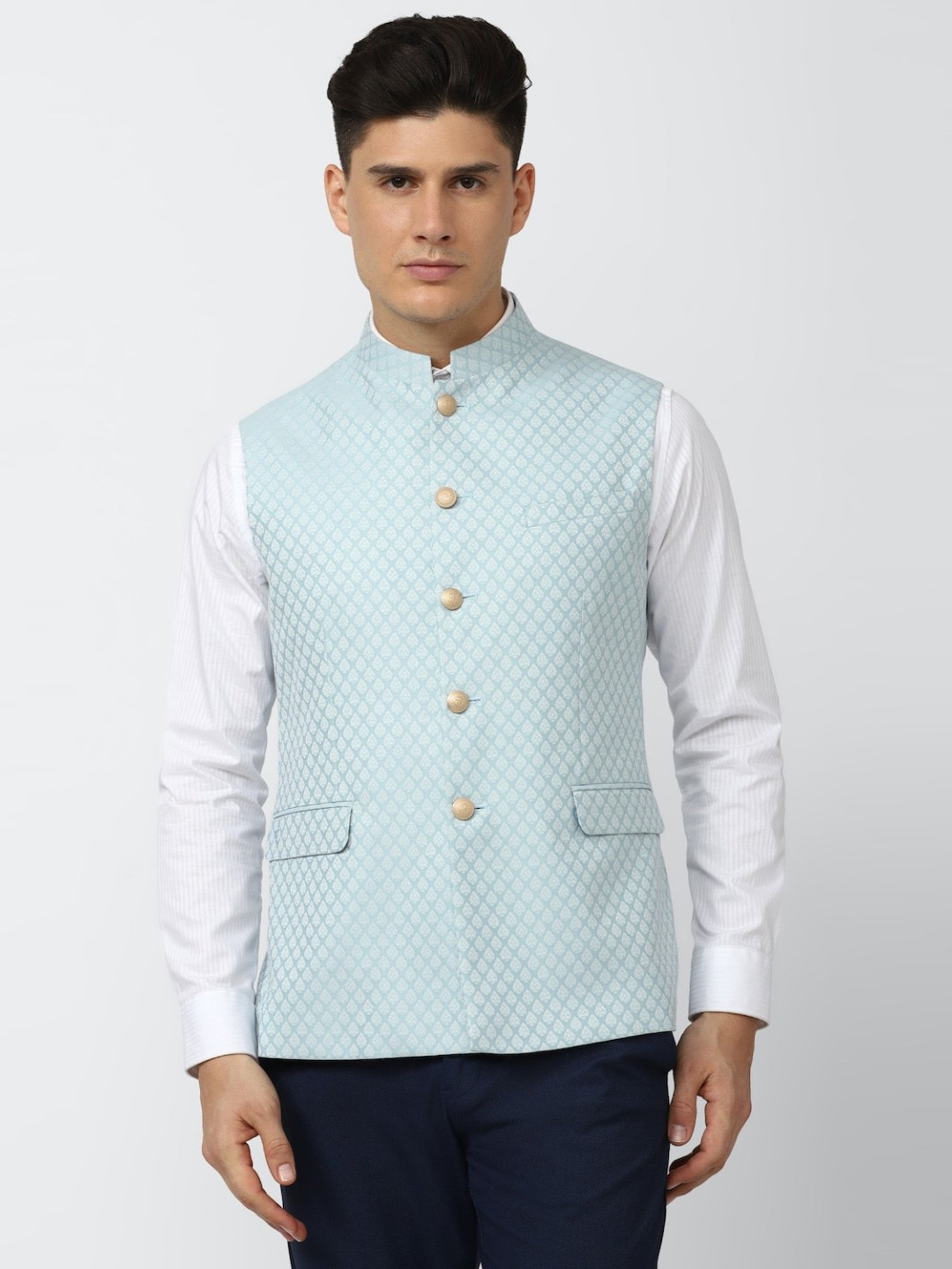Fabindia Multicolor Regular Fit Printed Cotton Nehru Jacket