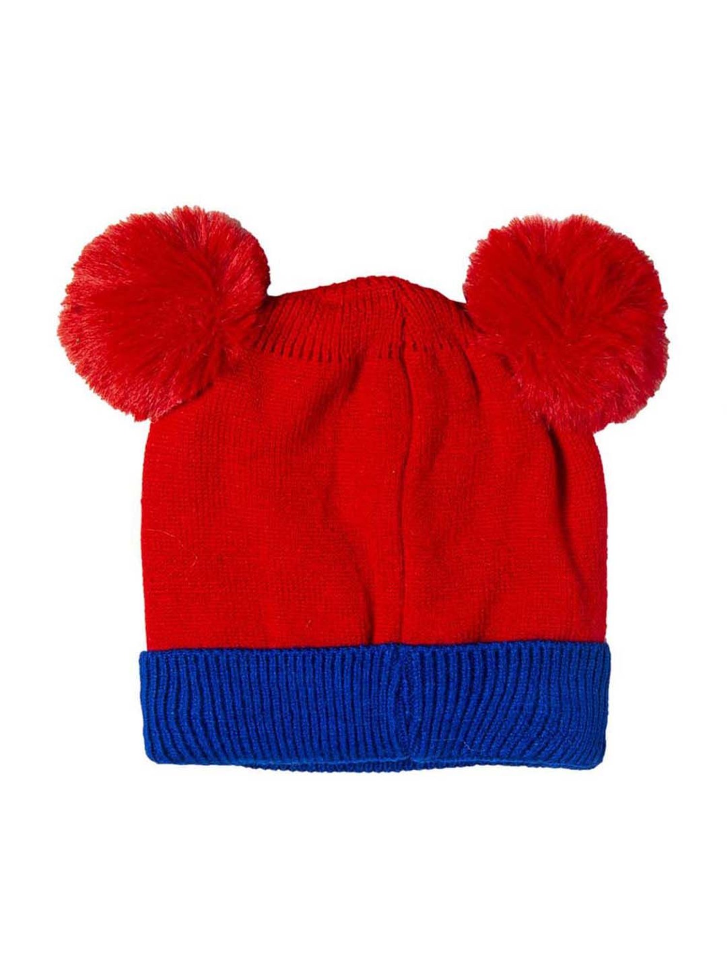 Baby Moo Kids Red & Blue Textured Woollen Cap