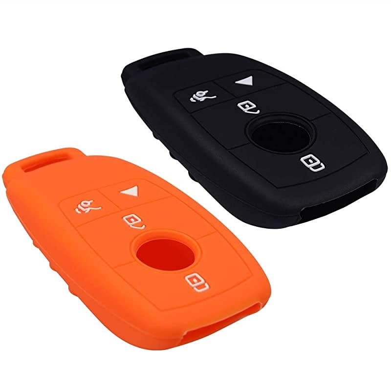 Silicone Remote Key Fob Covers Smooth Soft Rubber Case Fits for MercedesBenz A220 E63S AMG EClass GLE 350 4MATIC 2019 2020 2021 Black Orange