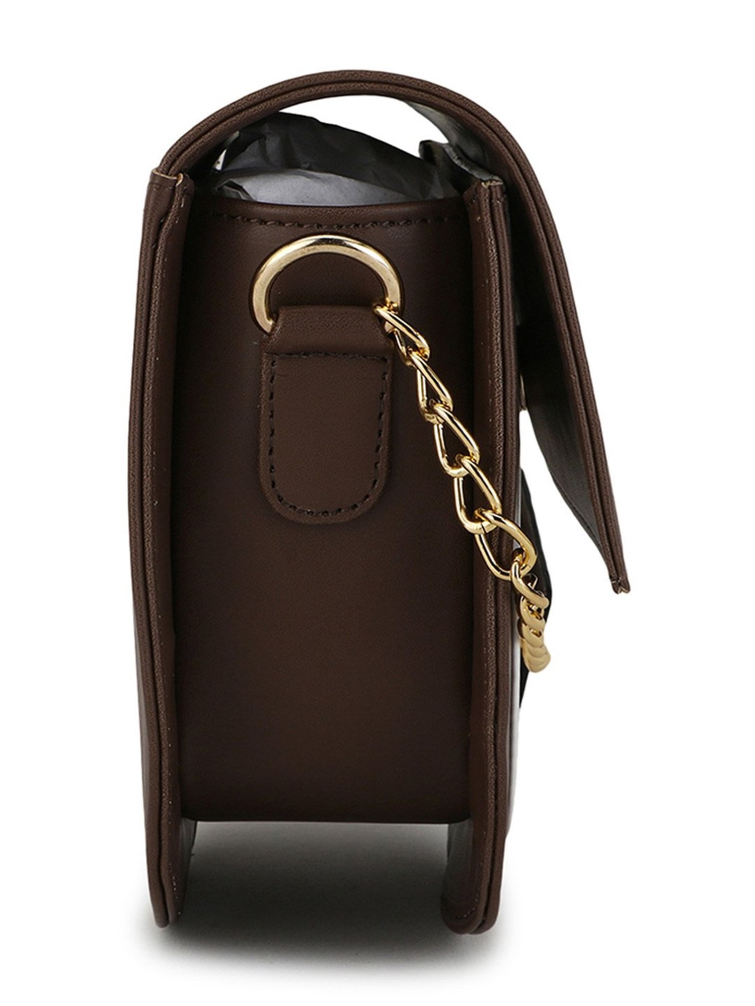 Spice Art Brown Solid Medium Saddle Cross Body Bag