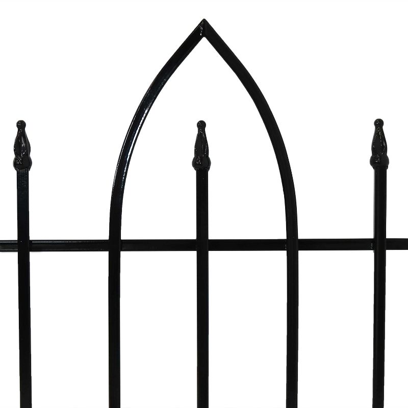 Sunnydaze Outdoor Lawn and Garden Metal Gothic Arch Style Decorative Border Fence Panel Set - 6' - Black - 2pk