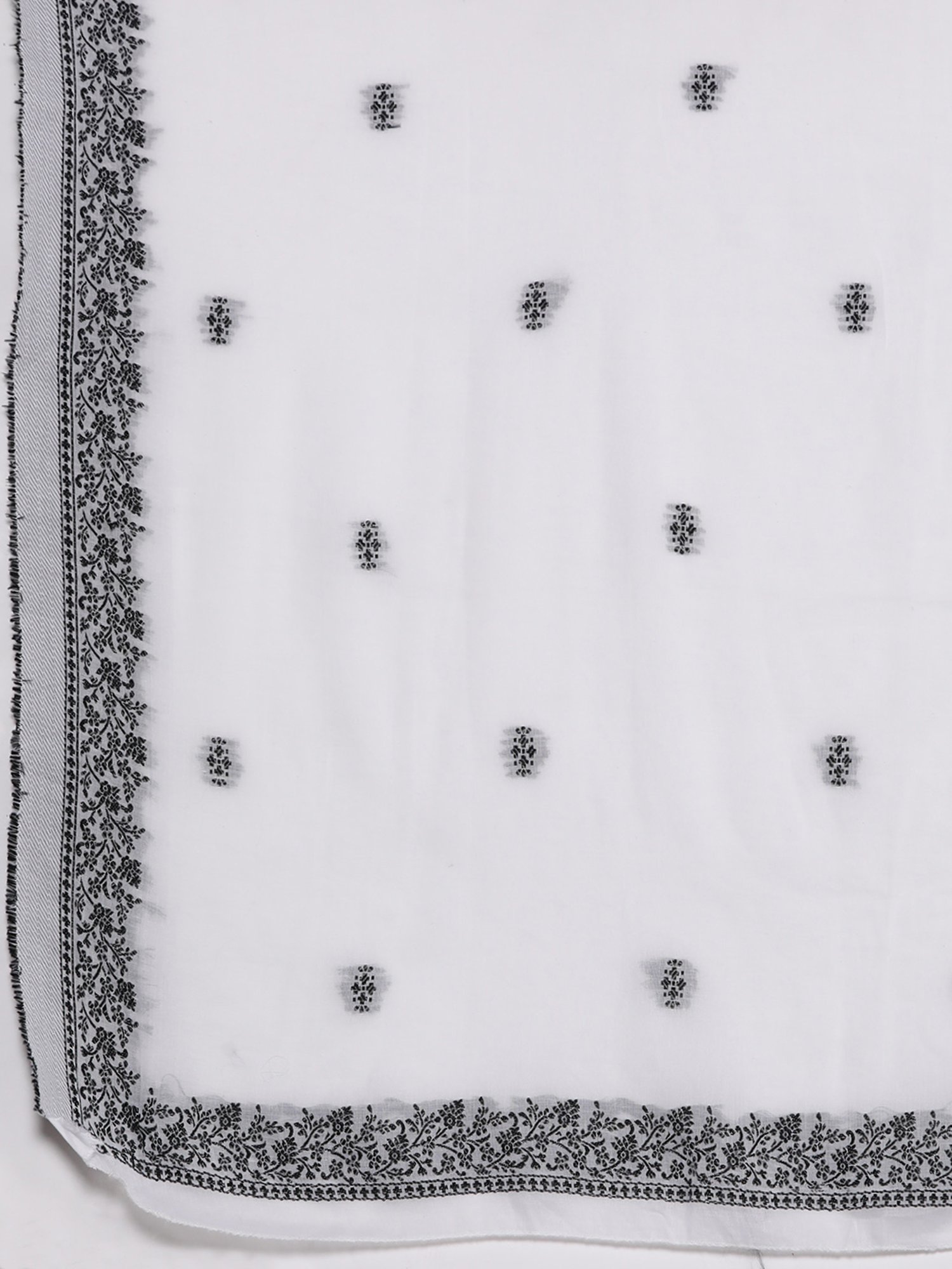 Varanga White Cotton Embroidered Kurta Palazzo Set With Dupatta