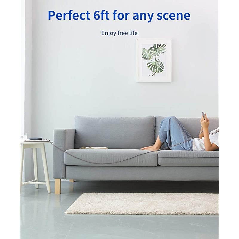 iPhone Charger Cable 6ft 18m  Apple MFi Certified Lightning Cable Nylon Braided USB Fast Charging Cord Compatible with iPhone 11 Xs Max X XR 8 7 6s 6 Plus SE 5 5s iPad iPod Gery