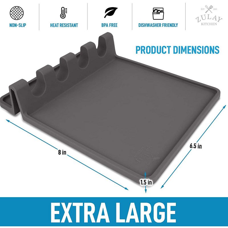 Zulay Kitchen Silicone Utensil Rest Extra Large - Grey