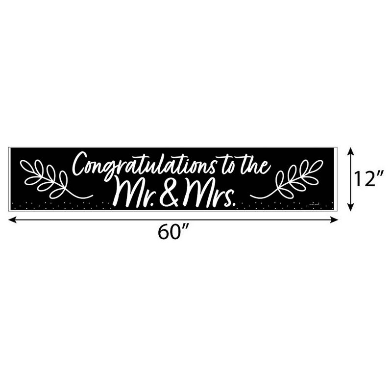 Big Dot of Happiness Mr. and Mrs. - Black and White Wedding or Bridal Shower Decorations Party Banner