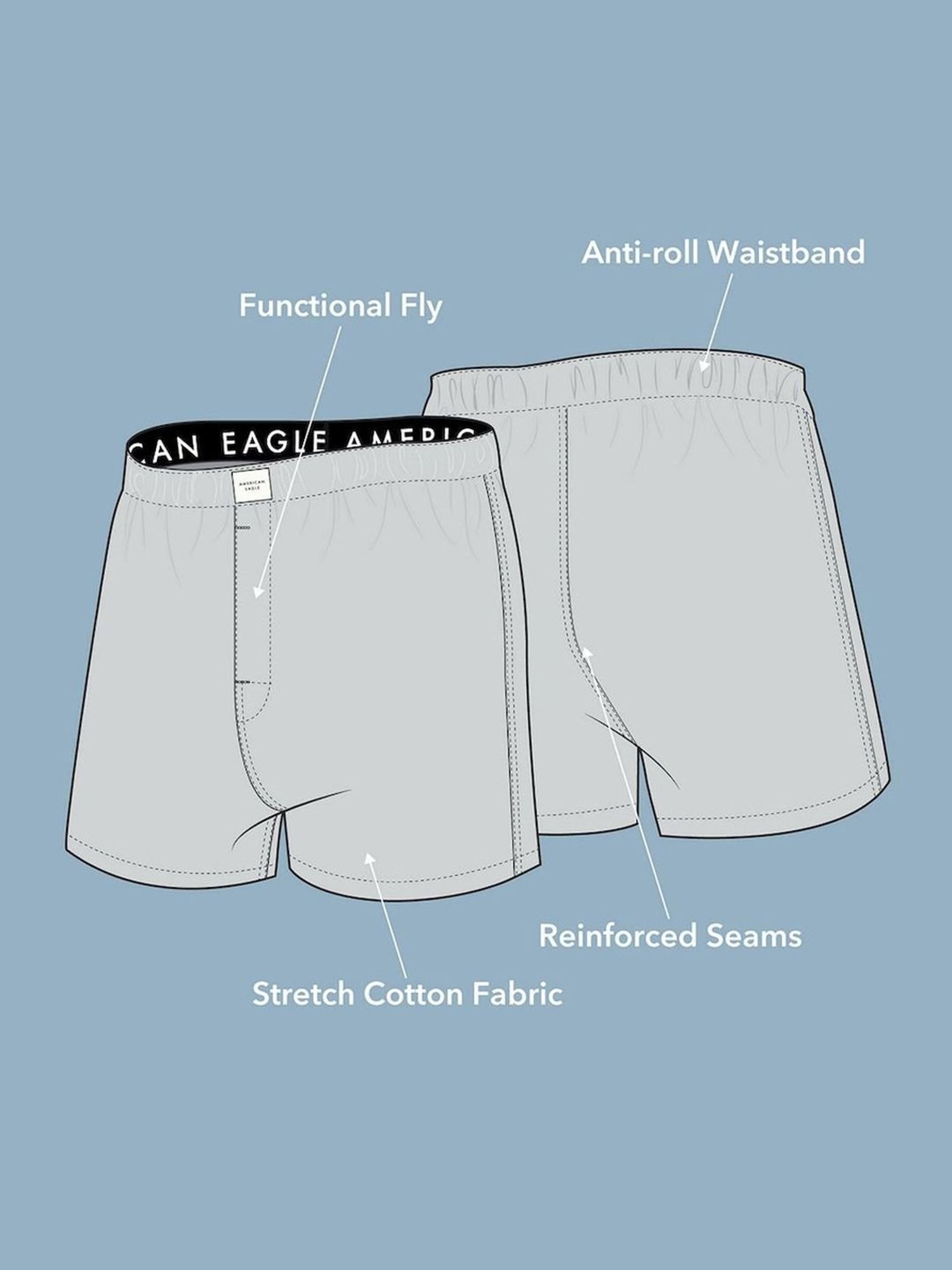 American Eagle Blue Cotton Regular Fit Checks Boxers